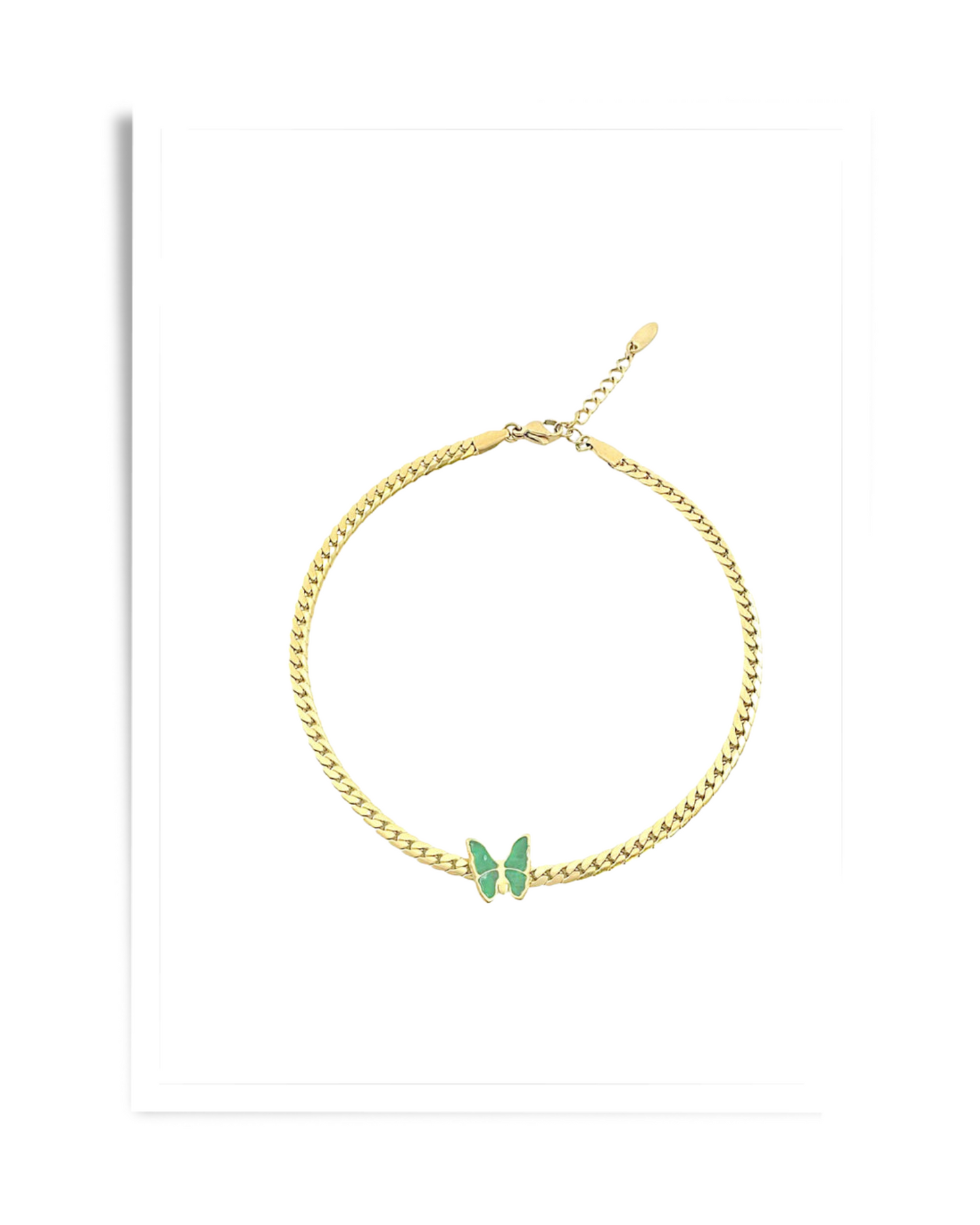 Stainless Steel Green Butterfly