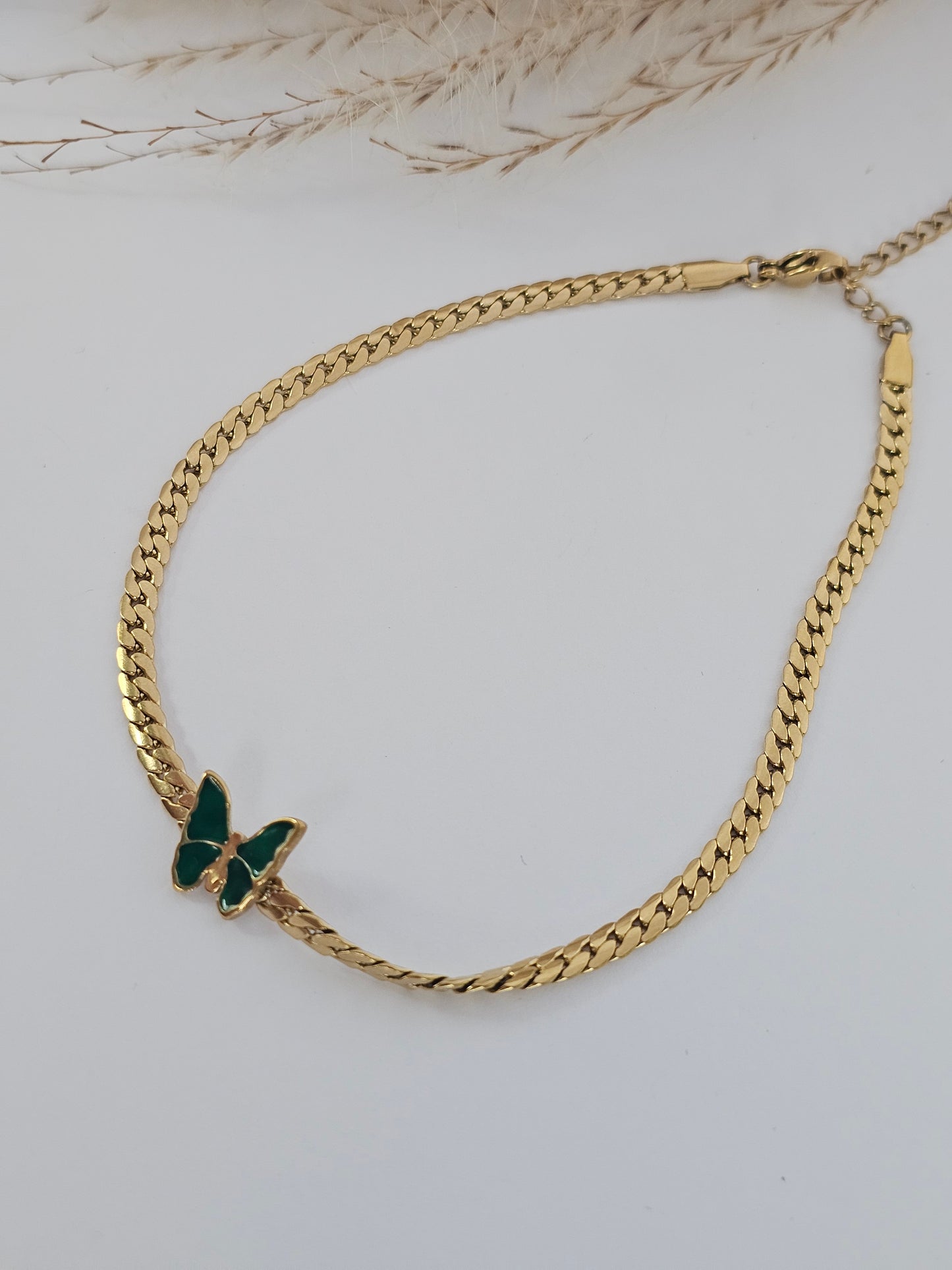 Stainless Steel Green Butterfly